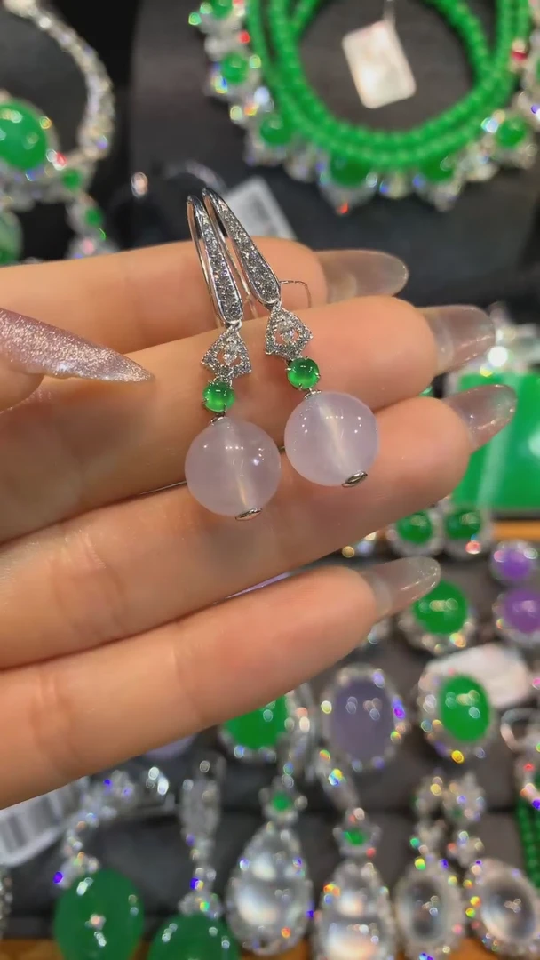 【闪购商品】翡翠耳饰18K金镶嵌耳饰