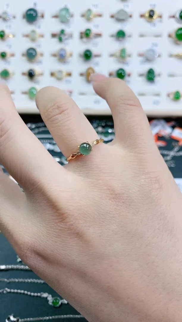 翡翠戒指银S925镶嵌 天然翡翠