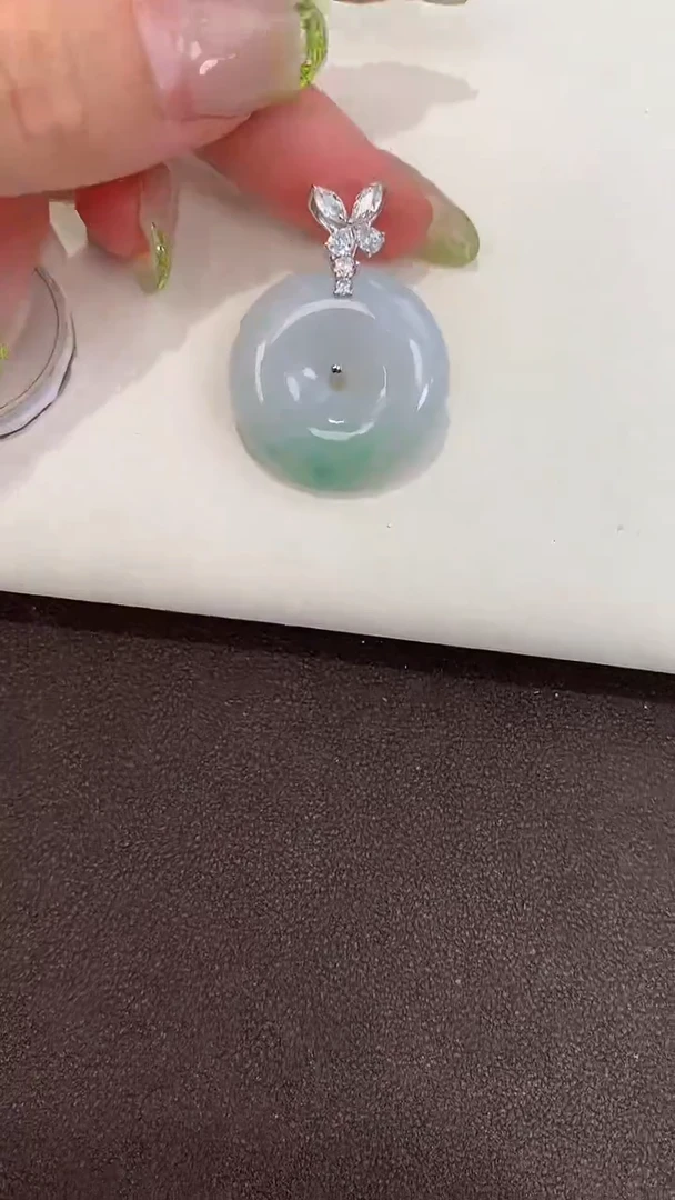 颈饰银S925镶嵌翡翠天然缅甸a货翡翠