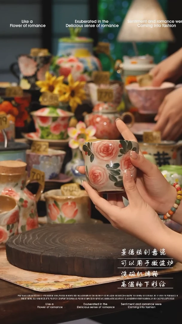 陶瓷景德镇高温釉下彩手工手绘款式