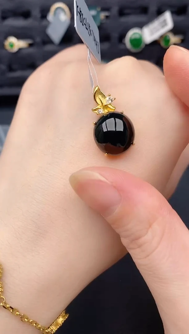 颈饰银S925镶嵌翡翠天然a货翡翠265