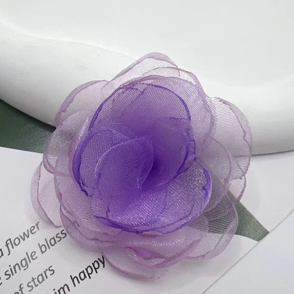 合金亚克力耳饰 6006 手工气质紫色清新韩版网纱甜美优雅轻奢耳饰