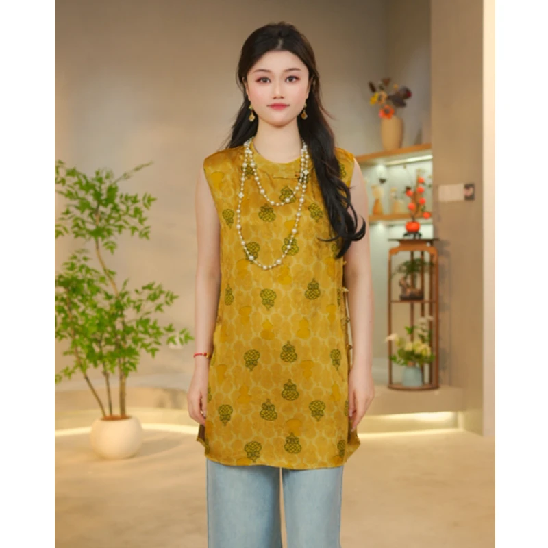 【多金福禄】国风斜襟盘扣上衣女装新夏轻奢高级感中长衬衫2579