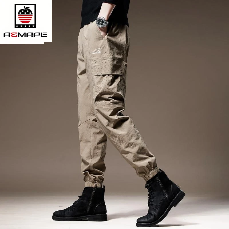 AEMAPE美式冰丝冲锋休闲裤男高端夏季新款伞兵运动束脚潮牌工装裤