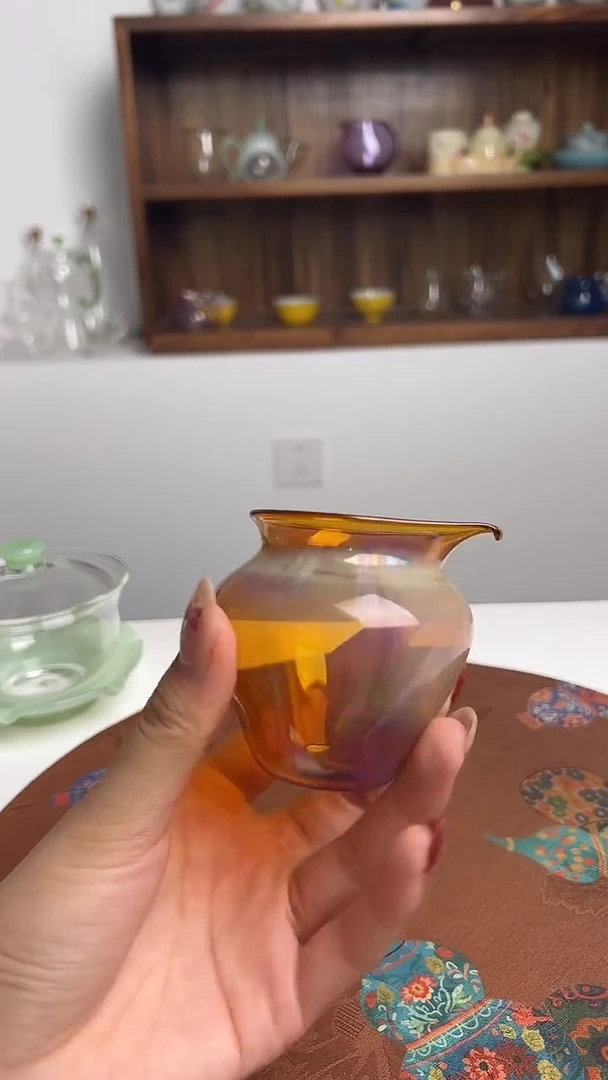 手作工杯纯手工琥珀色束口公道杯