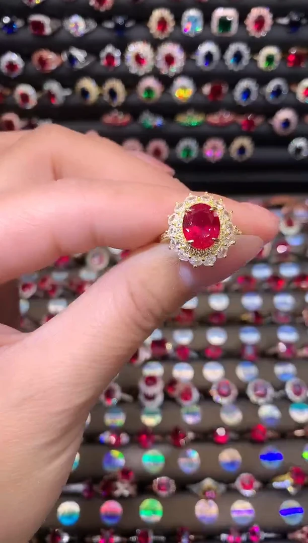 【闪购商品】红宝石戒指银S925镶嵌金810