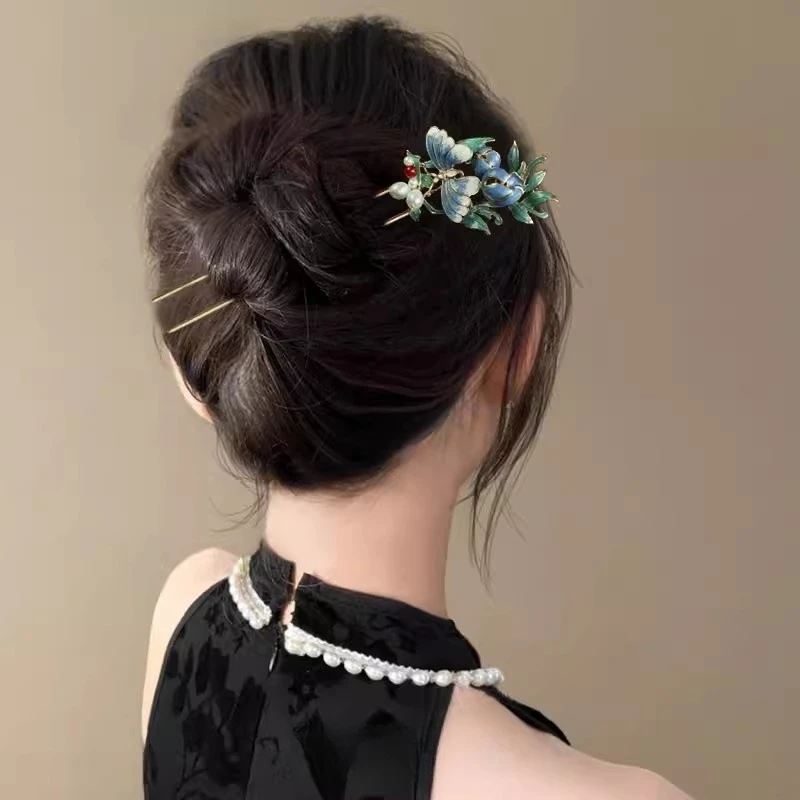 复古手工女士盘发饰原创国风长流苏步摇旗袍茶服配亚克力合金发簪