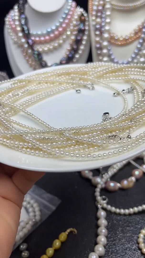 淡水珍珠银S925镶嵌颈饰多人