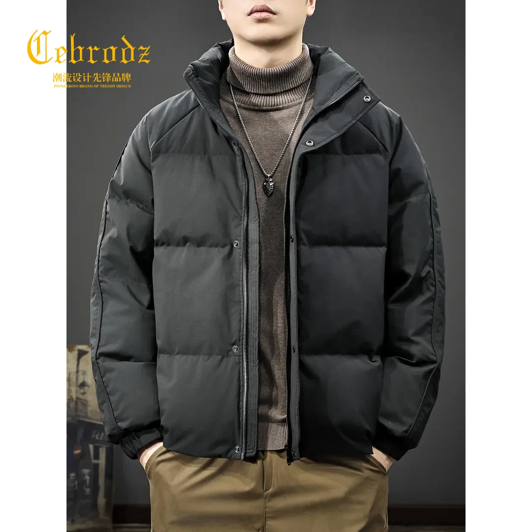 法国Cebrodz白鸭绒保暖羽绒服男士宽松面包服上装外套潮流休闲