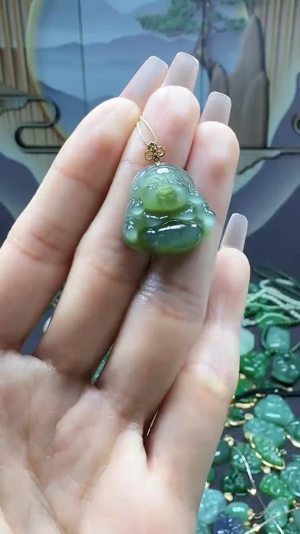 【闪购商品】和田玉吊坠(不含链)18K金镶嵌1