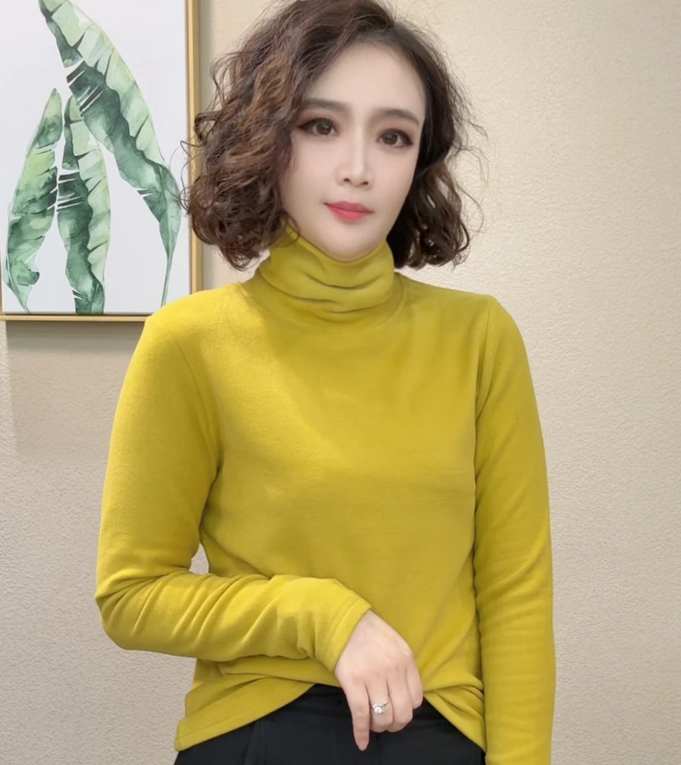 2025秋冬新款保暖堆堆领秋冬修身型毛衣女洋气长袖网红T恤#96241