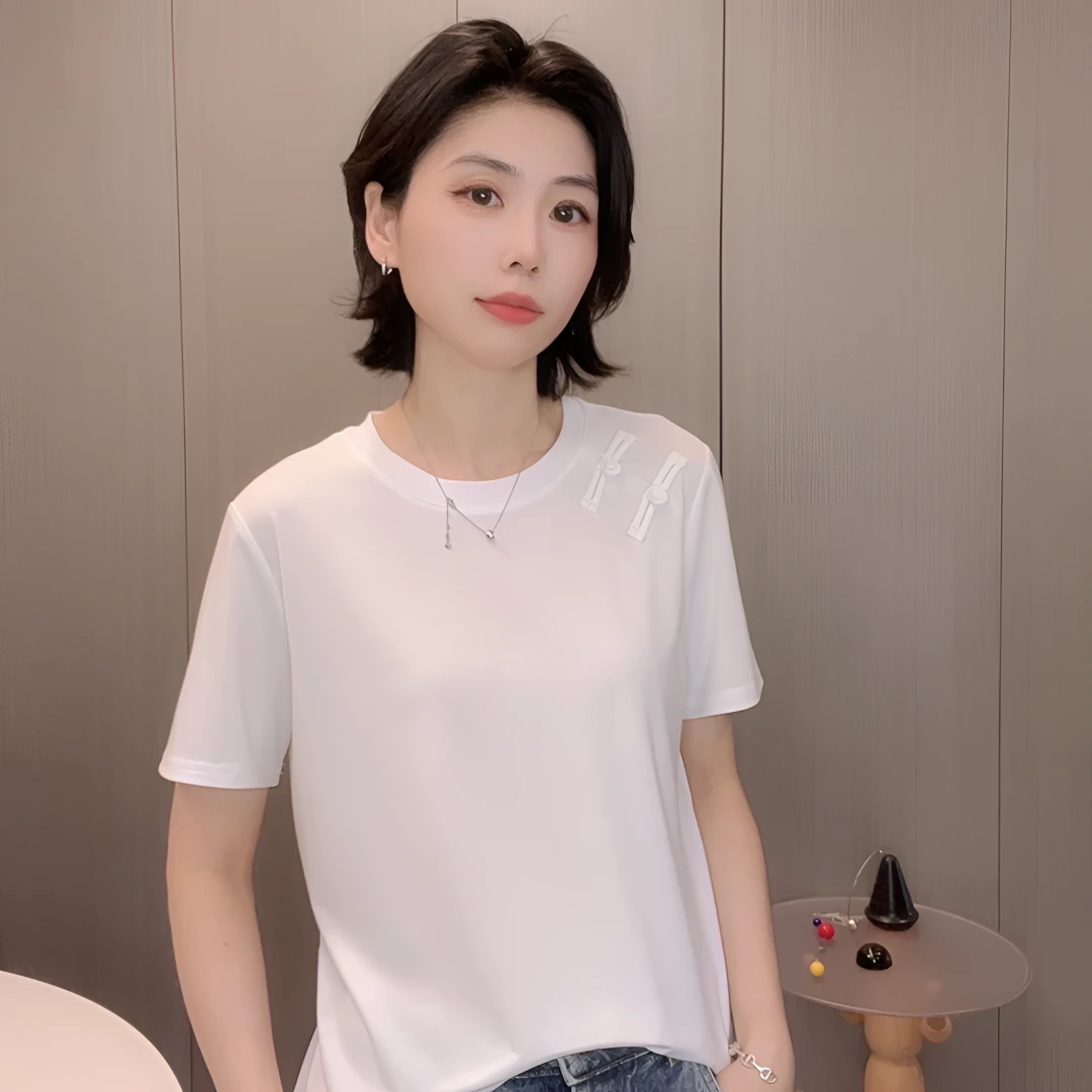 新中式短袖T恤女夏季盘扣中国风T恤欧货小衫爆款上衣