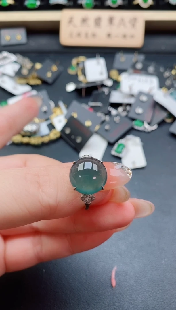 银S925镶嵌戒指翡翠1