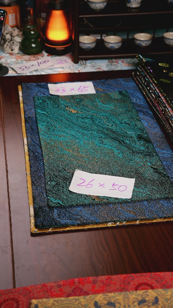 【鎏金蓝绿双面】中国风干泡织锦茶席26*50