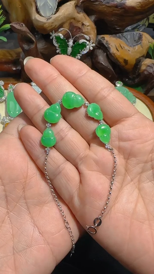 【闪购商品】翡翠手链18K金镶嵌手链