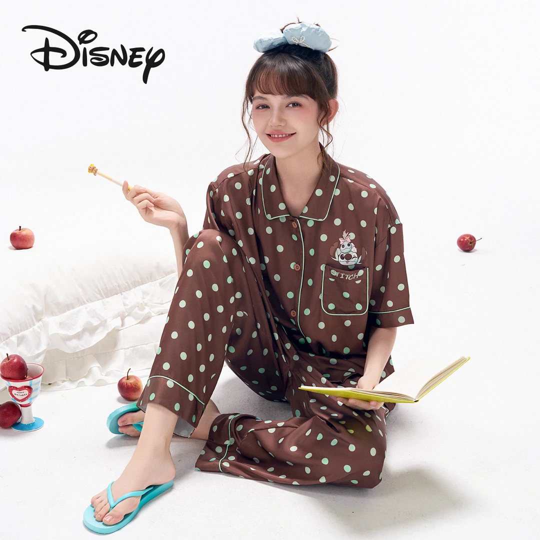 【国家补贴】Disney/迪士尼史迪仔女士可外穿波点睡衣家居服套装