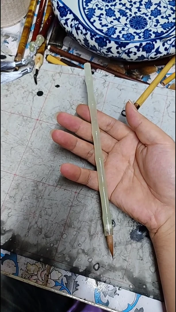 竹节玉石笔杆  纯狼毫 出锋2.6左右
