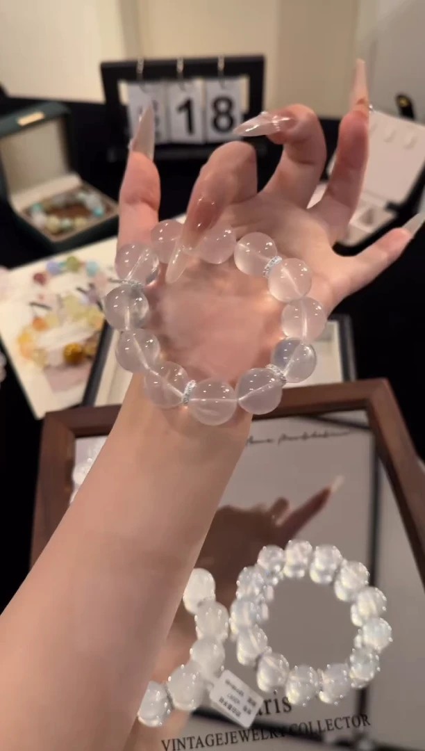 水晶手链合金奶白晶x2087