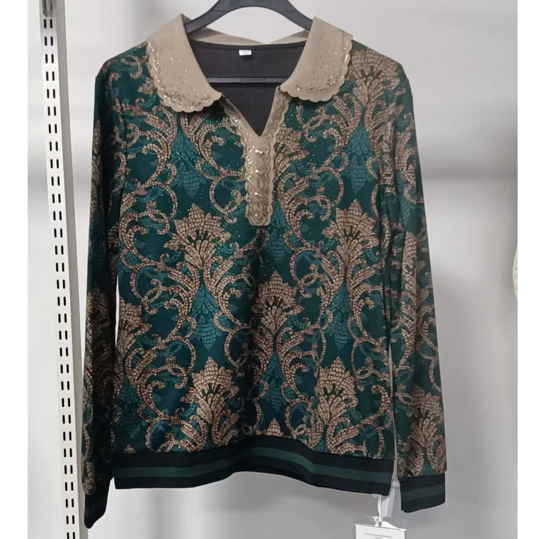 翻领有钻妈妈套头衫（2个花）