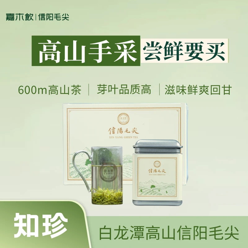 知珍·信阳毛尖系列2025正宗白龙潭高山核心谷雨手工绿茶罐装礼盒