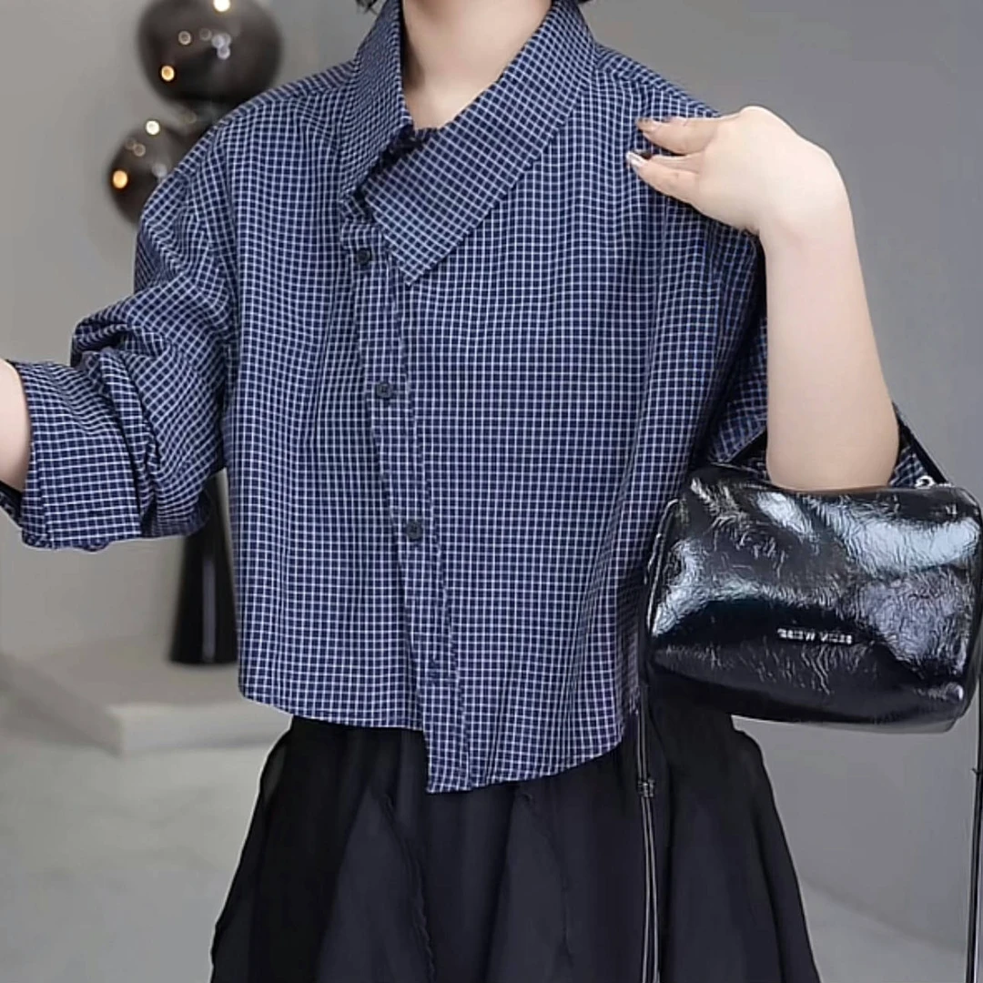 法式不规则斜襟条纹衬衫2025新款春季气质上衣宽松设计感衬衣