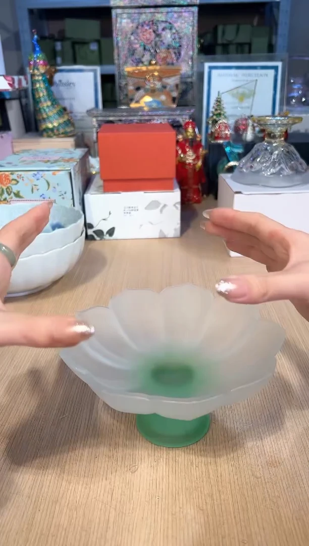 【闪购商品】杯16绿色琉璃高脚果盘