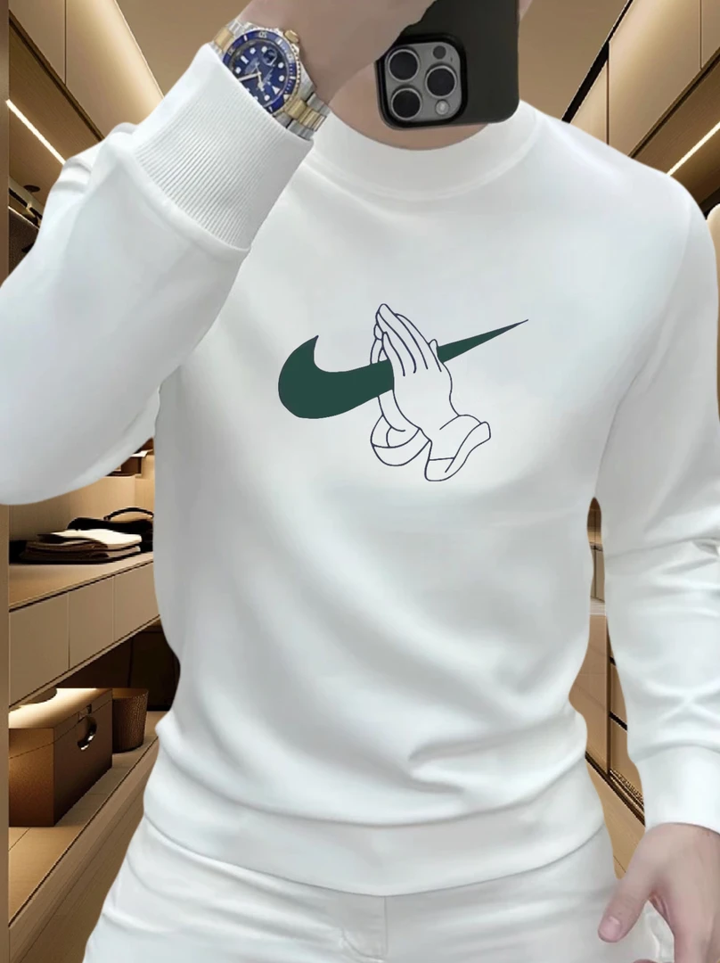 休闲秋冬双手印花新款圆领打底衫百搭几何图案冬季卫衣时尚长袖男