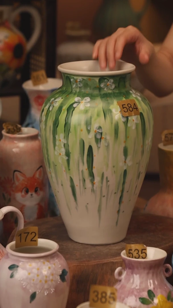 陶瓷584景德镇设计师手作花器摆件侘寂风