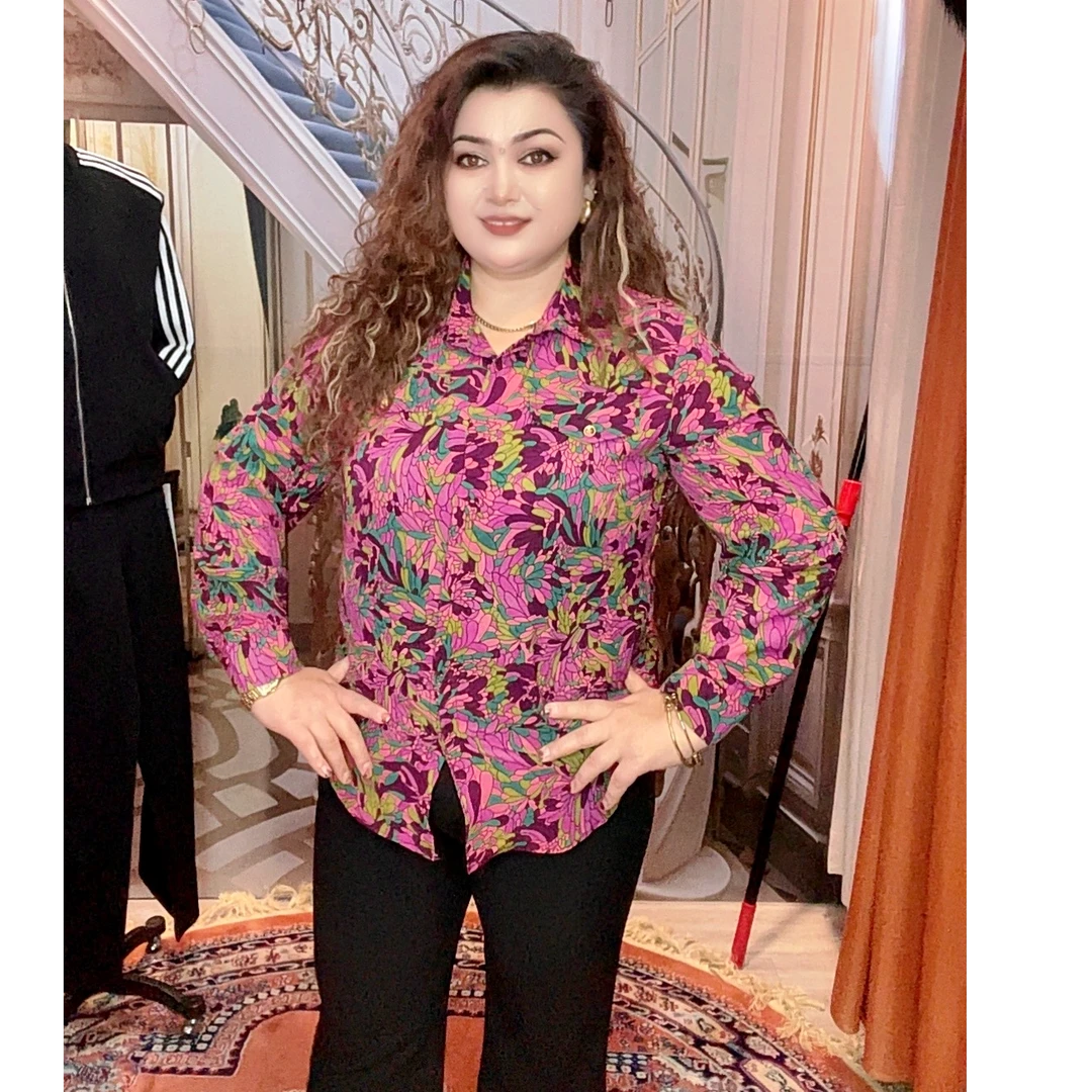 新款女款衬衫长袖碎花时尚复古衬衣