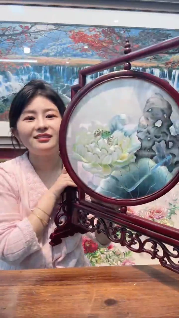 横款非遗苏绣手工刺绣台屏