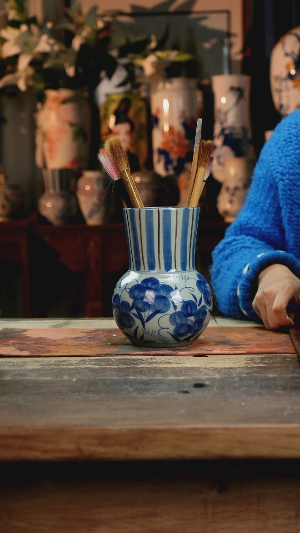 【闪购商品】瓷片景德镇纯手工釉下彩精品花瓶