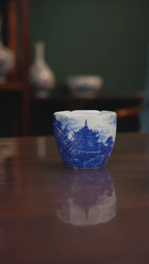 自成堂柴窑青花蓬莱仙境