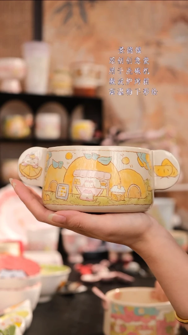 摆件景德镇手工手绘设计师款
