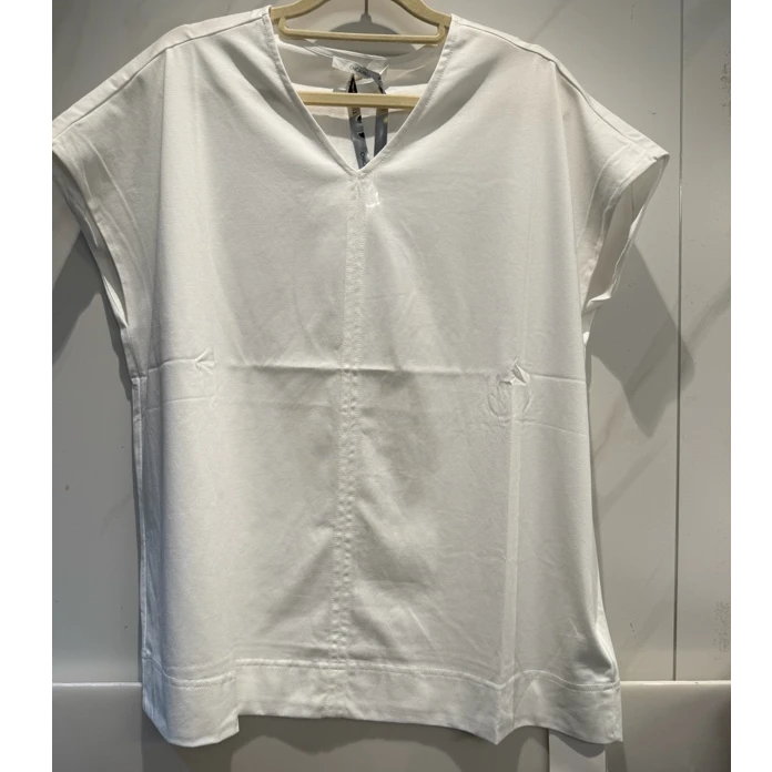 天然纯色小V领飞飞袖文艺简约夏季T恤