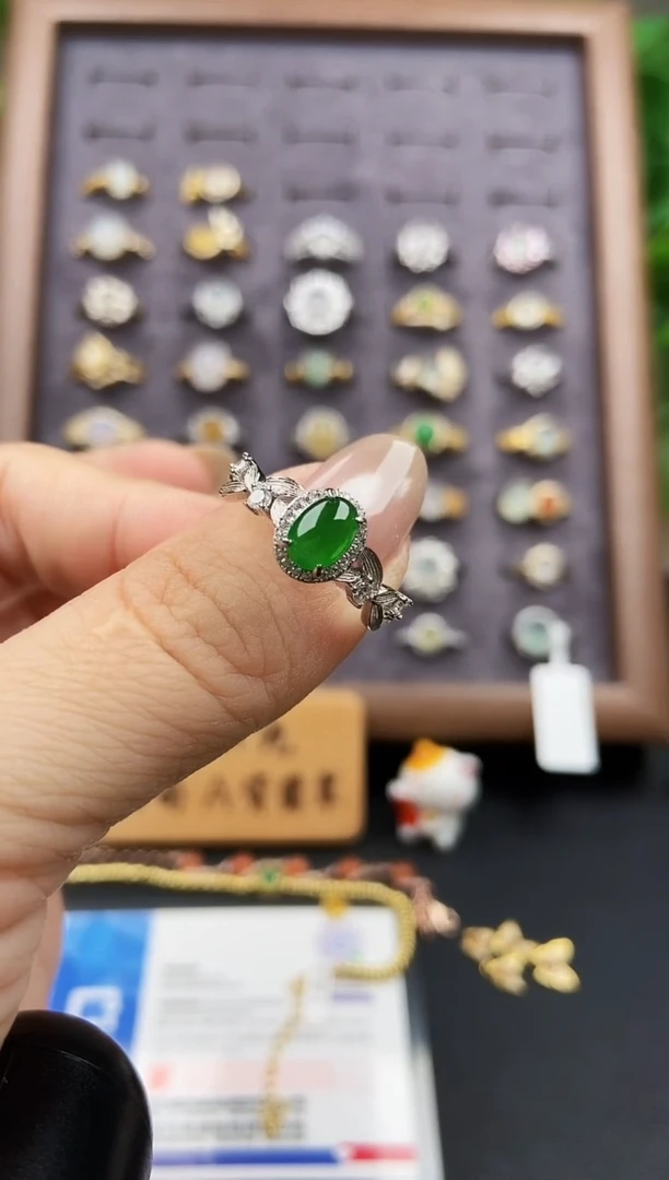 银S925镶嵌戒指翡翠12