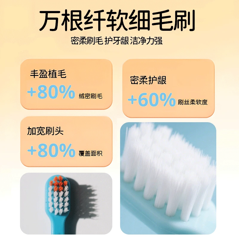 12岁大童专用高密软毛牙刷不炸毛掉毛扎嘴护龈护齿耐用独立包装