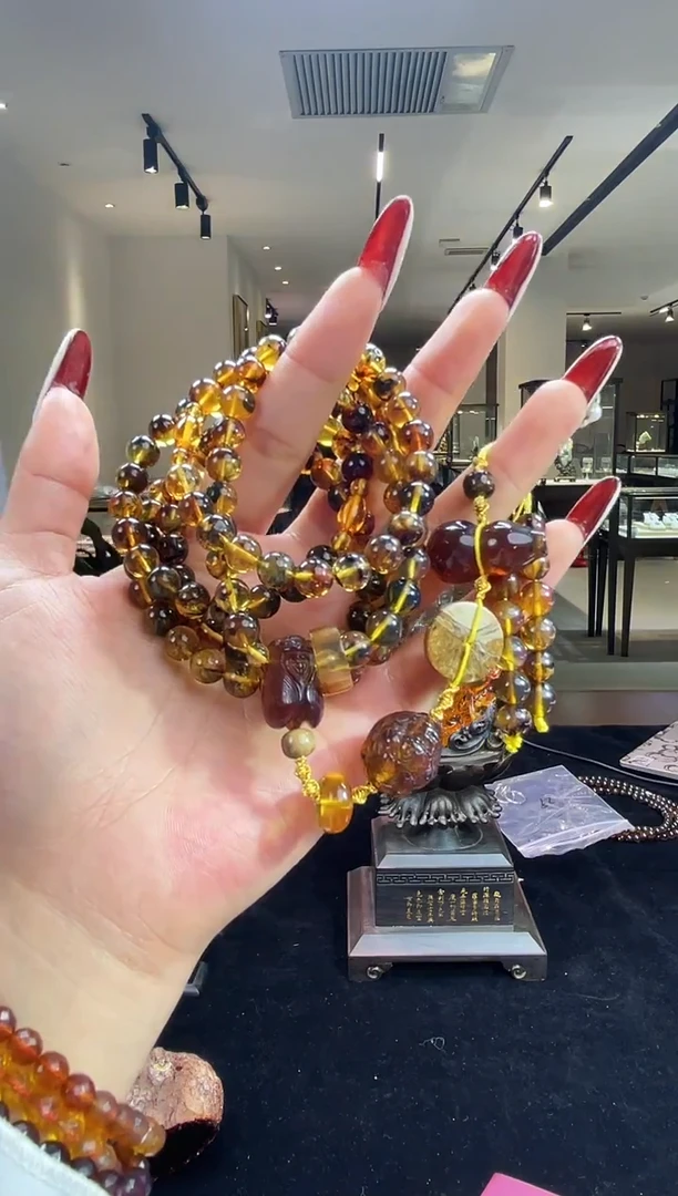 琥珀颈饰未镶嵌缅甸琥珀DIY项链