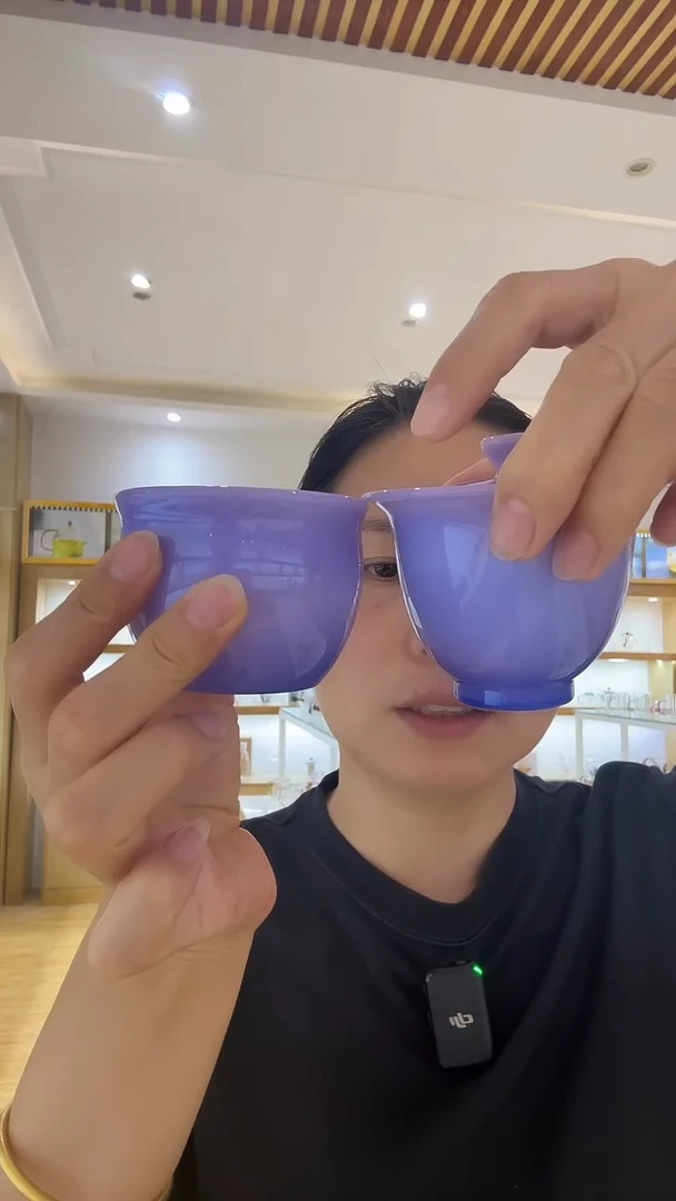 玉见紫色玉料盖碗+主人杯