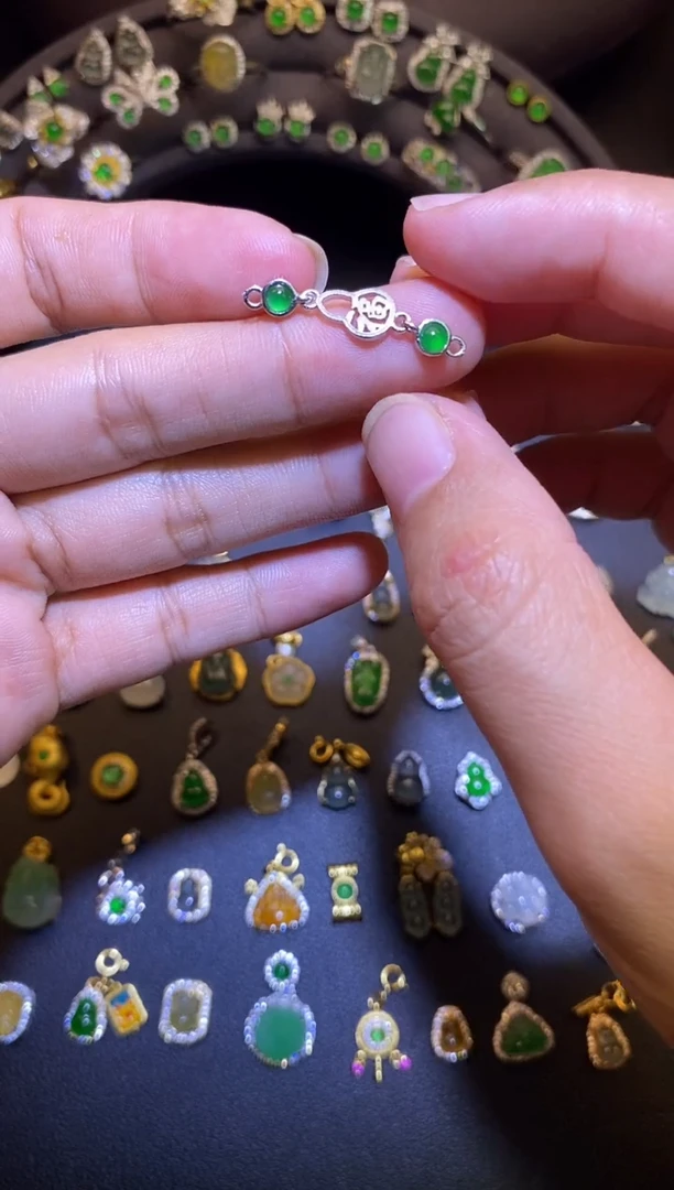 吊坠(不含链)银S925镶嵌翡翠1