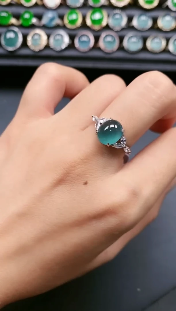 翡翠戒指银S925镶嵌111111111