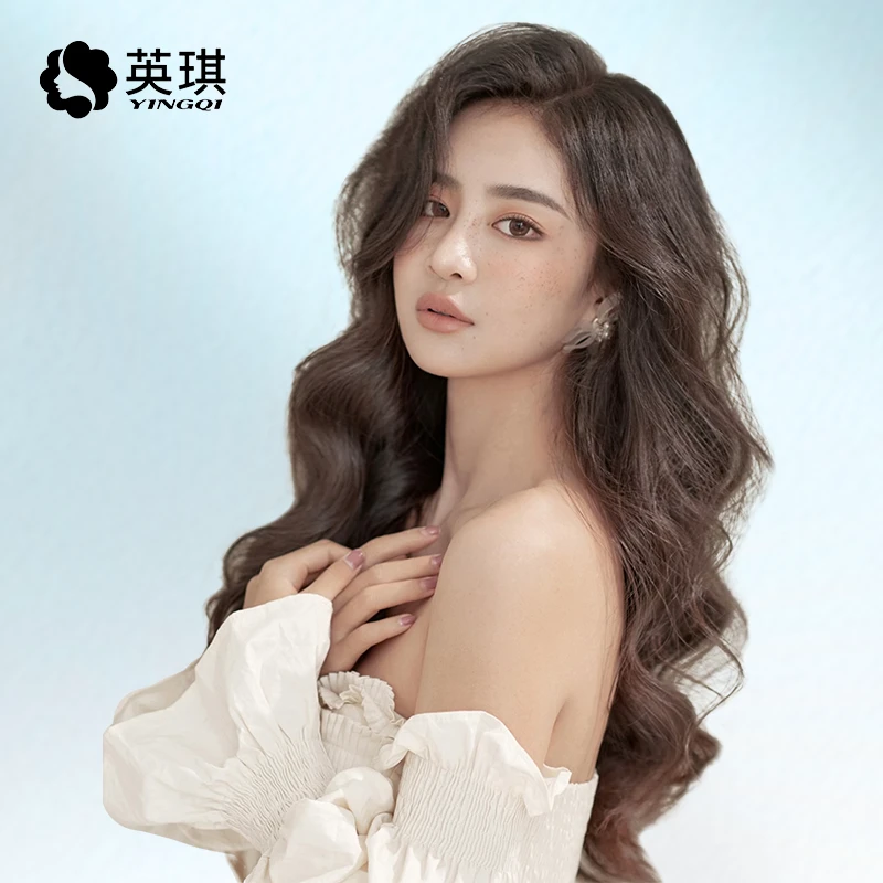 英琪假发女款推荐真人发丝自然长卷发仿真头皮真发全头套八字刘海