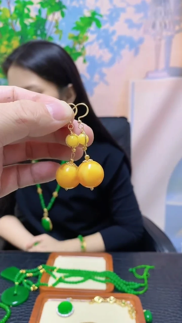 【闪购商品】蜜蜡耳饰14K金镶嵌蜜蜡耳垢