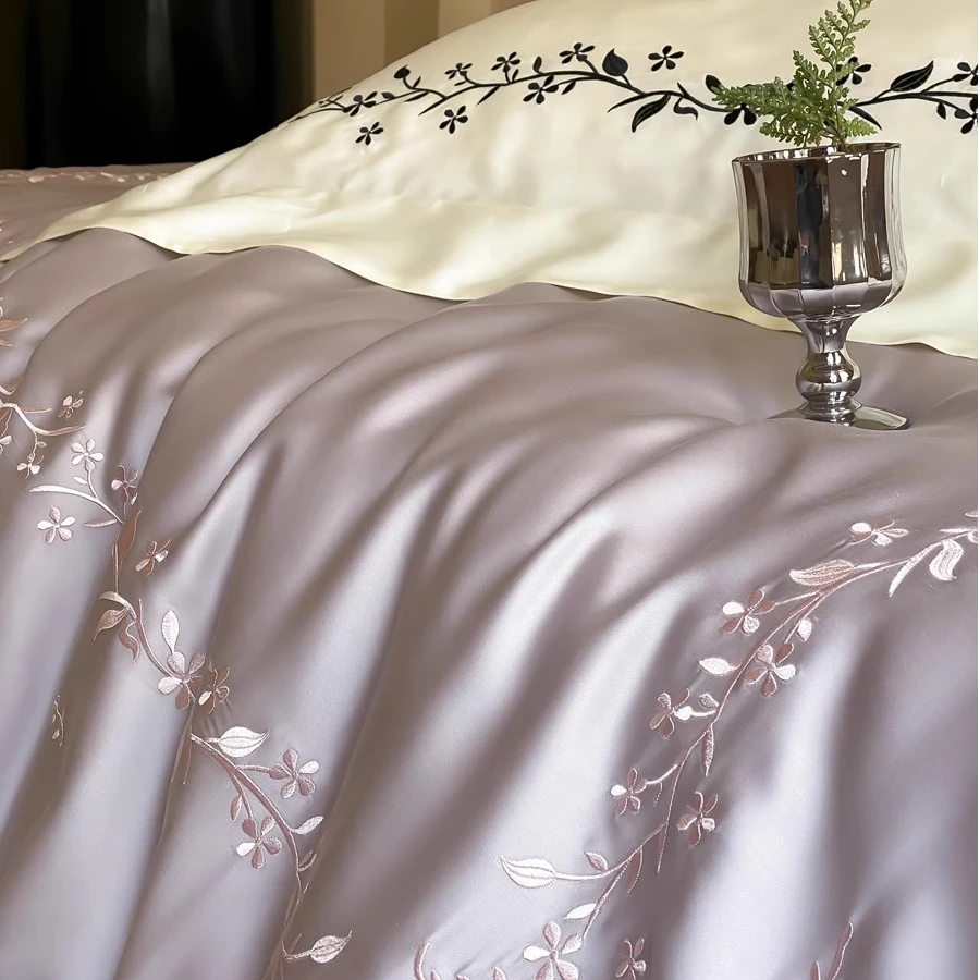 罗兰家纺法式轻奢四件套款凉感床单刺绣被套罩浪漫高级感床上用品