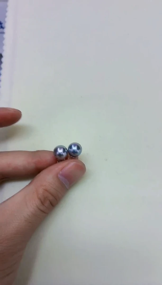 银S925镶嵌DA海水珍珠耳饰8-9 y1105