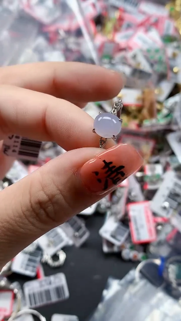 银S925镶嵌戒指翡翠天然A货缅甸翡翠