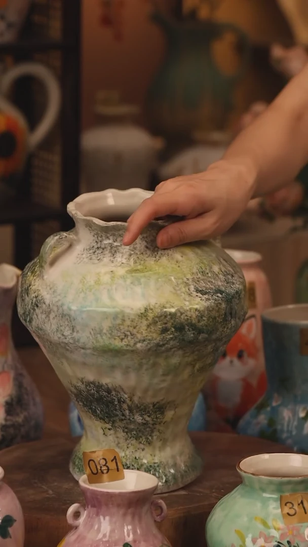 陶瓷592景德镇设计师手作花器摆件侘寂风