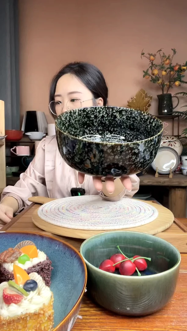 陶瓷7英寸复古绿色汤面碗 1件装 微瑕疵