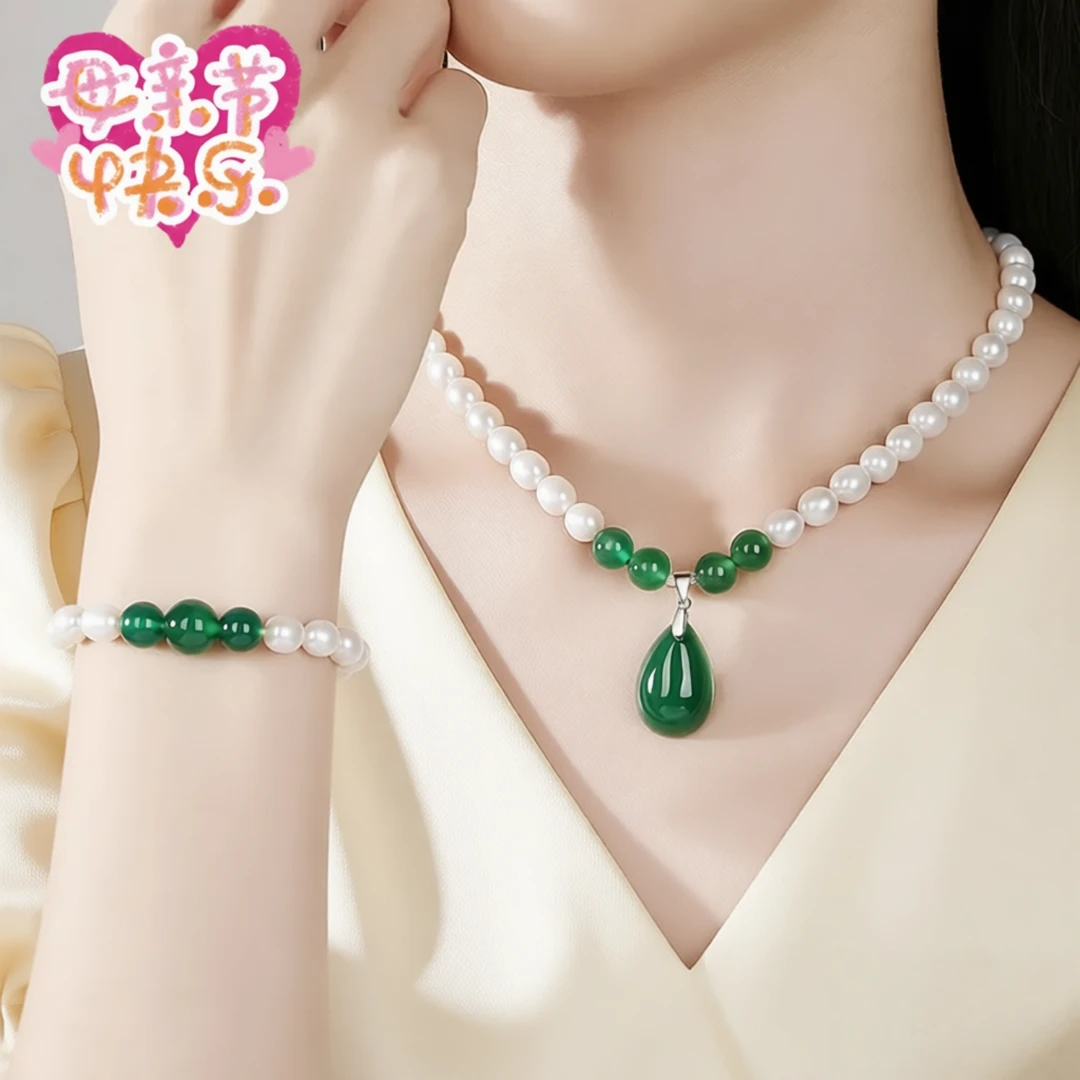 吊坠925银 吊坠项链轻奢女中长款珍珠颈链简约复古配饰锁骨链百搭