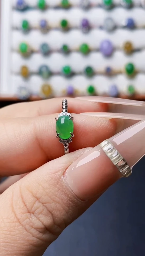 银S925镶嵌戒指翡翠0085