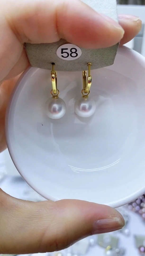 银S925镶嵌淡水珍珠耳饰58
